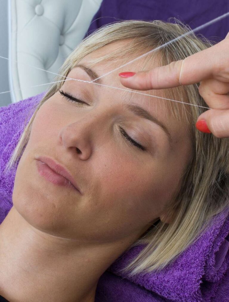 Full face threading at Gloss & Glam Salon in Beverly Hills and West Hollywood